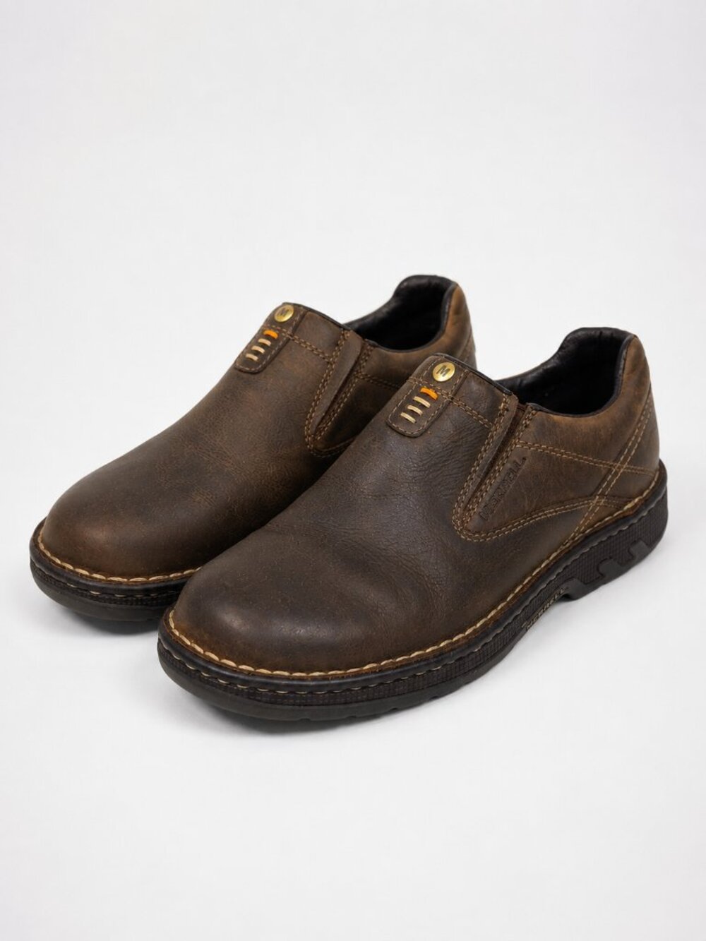 Merrell World Legend Moc Dark Earth Leather Slip On Shoes Men's US 10.5